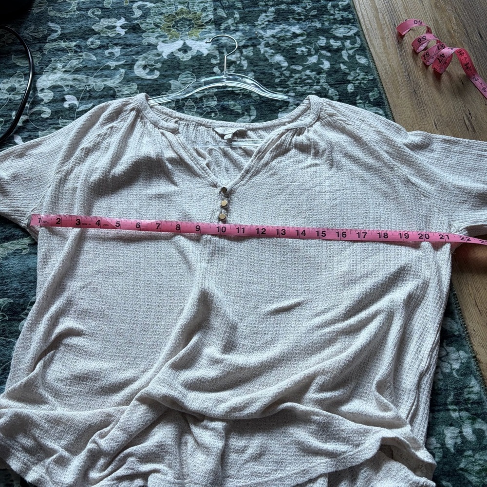 Lucky Brand Waffle Knit Henley Blouse Top - Picture 5 of 12